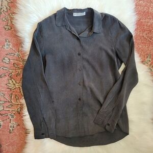Everlane black silk button down